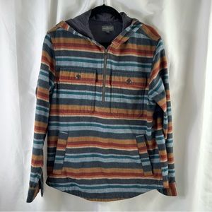 L.L. Bean Signature Slim Fit Striped 1/4 Zip Hooded Pullover Medium